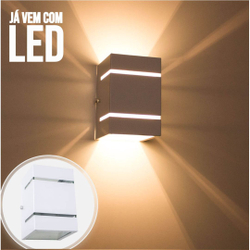 Arandela Branca + LED 5W 3000K Bivolt luminária Externa Parede Muro 2 Focos Frisos Fachos St327 Menor preço em Arandela Branca + LED 5W 3000K Bivolt luminária Externa Parede Muro 2 Focos Frisos Fachos St327