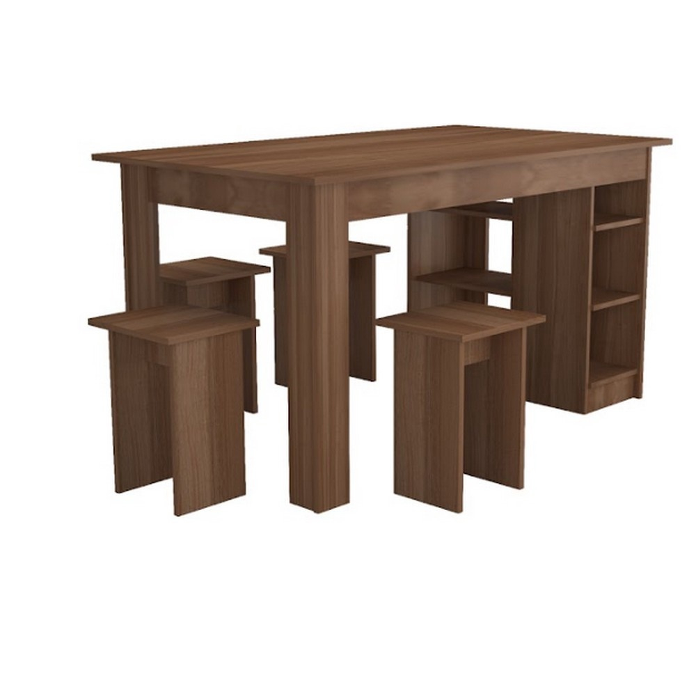 Conjunto Mesa com Nichos e 4 Bancos Nova Mobile - Conjunto Sala de