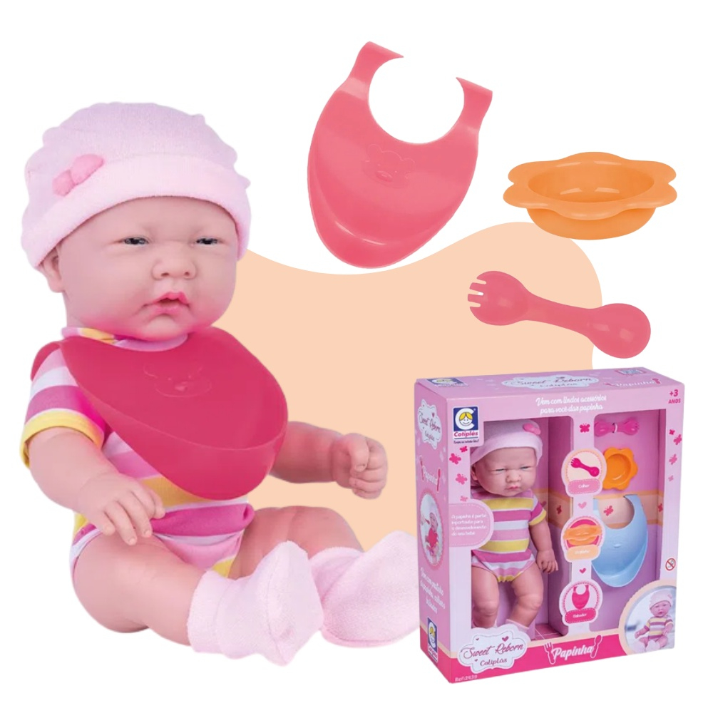 Boneca Sweet Reborn Papinha 2439 - Cotiplás