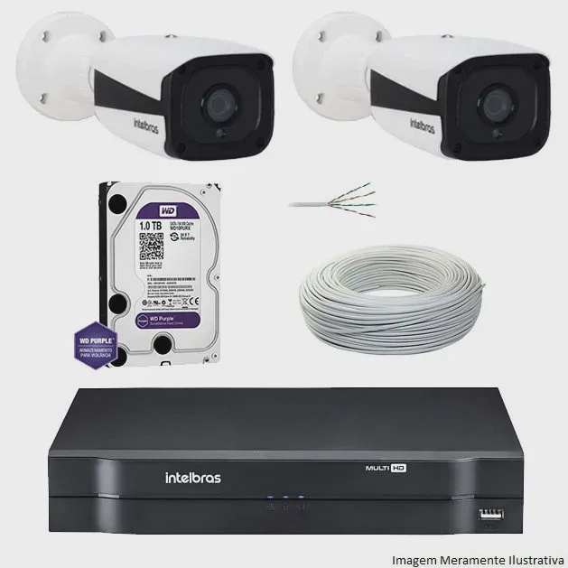Kit Dvr Intelbras 4 Canais Mhdx 2 Câmeras Ips Bullet Vip 1120 Hd 1 Tb ...
