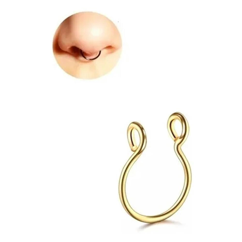 Piercing Nariz Septo Argola Falso Dourado Prata Preto Aço - De Castro Joias