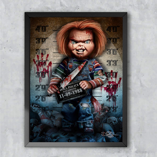 Quadro Decorativo Poster Chucky O Boneco Assasino filme Emoldurado 30x42cm  no Shoptime