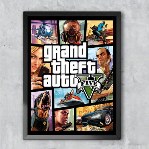 Quadros Decorativos Grand Theft Auto V Mapa Gta 5 30x63 cm