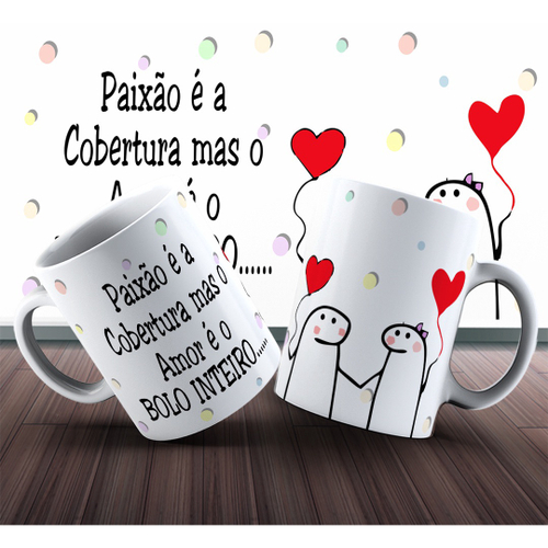 Caneca Flork Meme Para Namorados Cobertura Bolo é Amor Geek – Singular