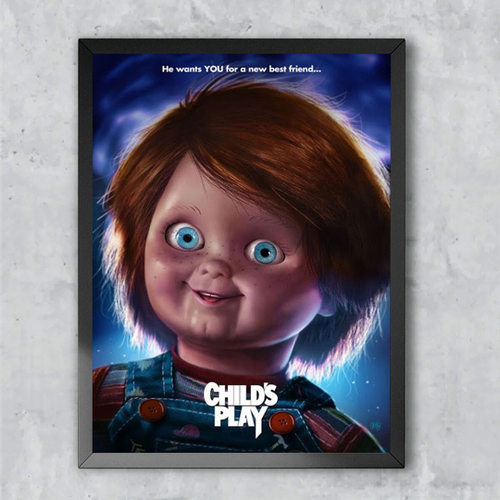 Quadro Decorativo Poster Chucky O Boneco Assasino filme Emoldurado 30x42cm  no Shoptime