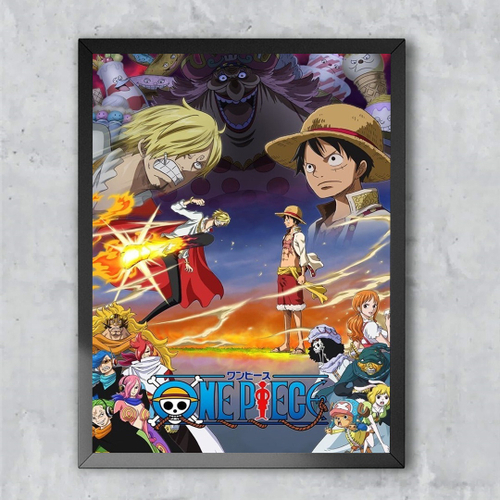 Quadro decorativo emoldurado One Piece Logo Governo Mundial para