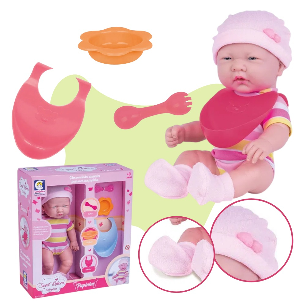 Boneca Sweet Reborn Papinha 2439 - Cotiplás