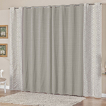 Cortina para Sala 2,60m X 1,70m Rústico com Jacquard Provence - Cinza