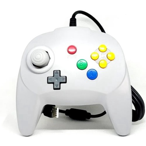 Controle Nintendo 64 Usb Com Fio Para Pc Mac Raspyberry Cinza em