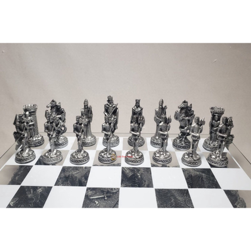 Jogo Tabuleiro De Xadrez Luxo Cavaleiros Medievais 3d 36 Pcs