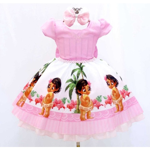 Vestido Moana Baby Rosa Pérola Infantil