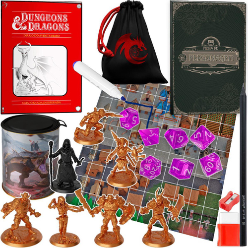 Kit Miniatura Rpg Dungeons & Dragons Mapa Dados Jogo De Mesa