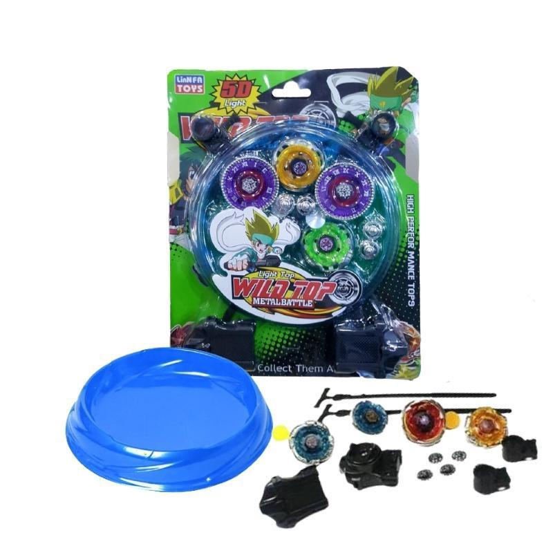 Kit Com 4 Peões Beyblade Metal + Lançador + Arena - Wild Top no