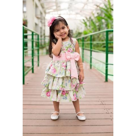 Vestido infantil best sale com 3 babados