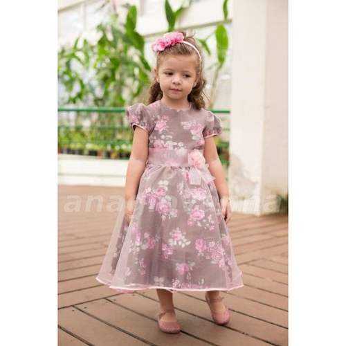 Vestido Infantil Princesa Marrom e Rosa