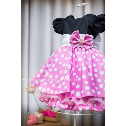 Vestido da minnie hot sale rosa e preto