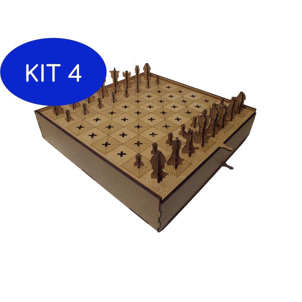 Kit 4 Jogo Xadrez Luxo Em Madeira Mdf 33 Cm - 2046 em Promoção na Americanas