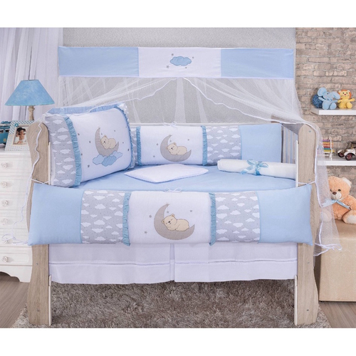 Kit Berço Americano Elegance Sonho Azul 10 Peças Menino Protetor Trança  Lateral Para Quarto do Bebe Menino Menina Infantil Maternidade Recém  Nascido