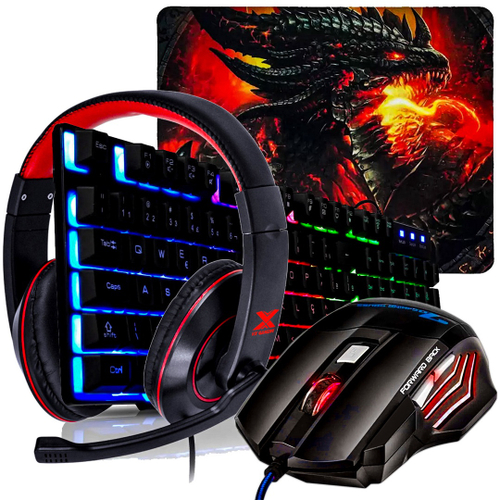 Kit Gamer Teclado Mouse Headset Mouse Pad - XZONE GTC-02