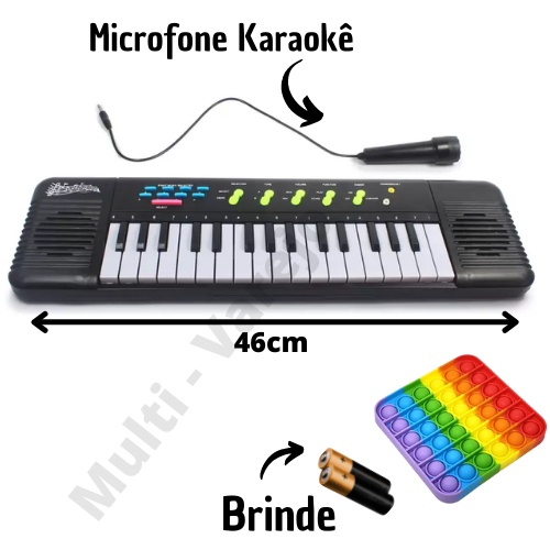 Teclado Infantil Piano Musical com Karaokê e Microfone para Crianças