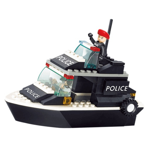 Blocos de montar Cubic lego lancha Polícia 98 peças Multikids - Up  Brinquedos