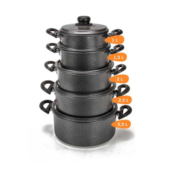 Conjunto de Panelas Caçarolas Leve Craqueado 5 Peças Preto Alumínio Menor preço em Conjunto de Panelas Caçarolas Leve Craqueado 5 Peças Preto Alumínio
