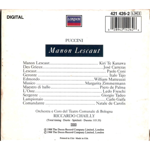 Cd + Livreto Puccini - Manon Lescaut (falta O Disco 2) Em Promoção Na ...