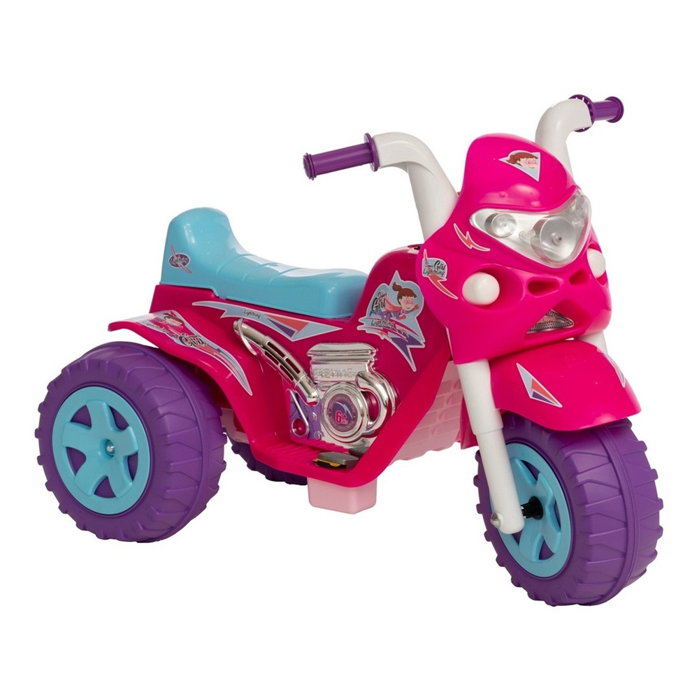 Motoca Moto Infantil Elétrica Menina Rosa 6v Até 25kg Grande