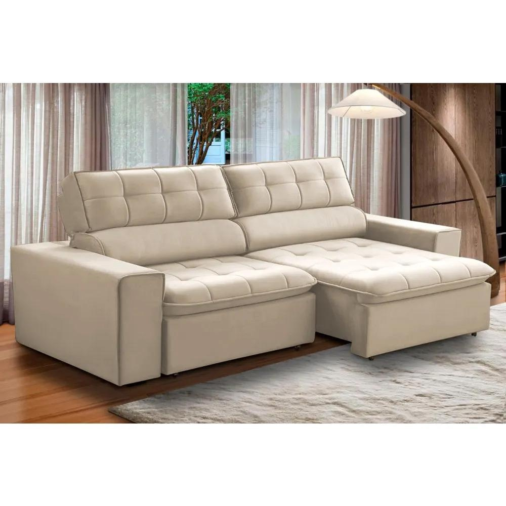 Sofa 2 Lugares Retratil Reclinavel Atenas 2,50 M Suede Bege em Promoção |  Ofertas na Americanas