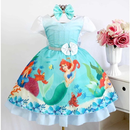 Fantasia Sereia Infantil Menina Vestido Ariel Pequena Sereia em Promoção na  Americanas