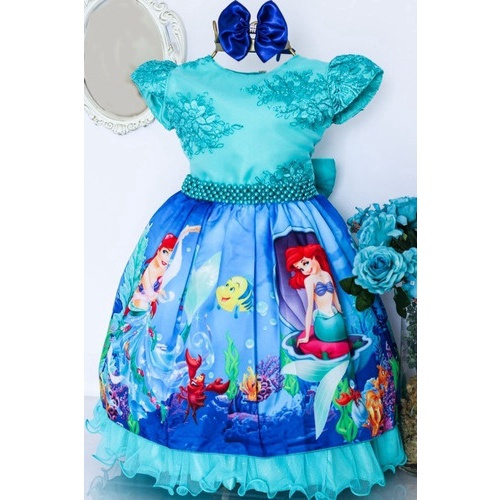 Vestido infantil best sale da pequena sereia