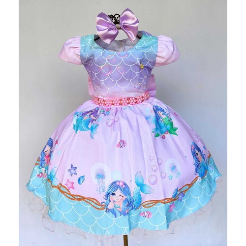 Fantasia de Sereia Infantil Traje de Sereia Roupa de Sereia Princesa Sereia  Fundo do Mar para Piscina e Festas Fantasia de Menina Sereia (5 ANOS)