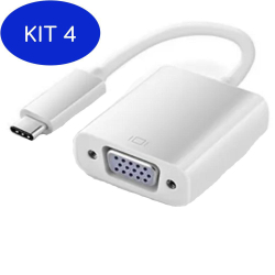 Kit 4 Cabo Tipo C Macho Para Vga Fêmea Adaptador Conversor Menor preço em Kit 4 Cabo Tipo C Macho Para Vga Fêmea Adaptador Conversor