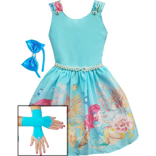 Vestido Infantil Princesa Sofia Pequena Sereia Ariel Luxo 1 A 3 Anos no  Shoptime