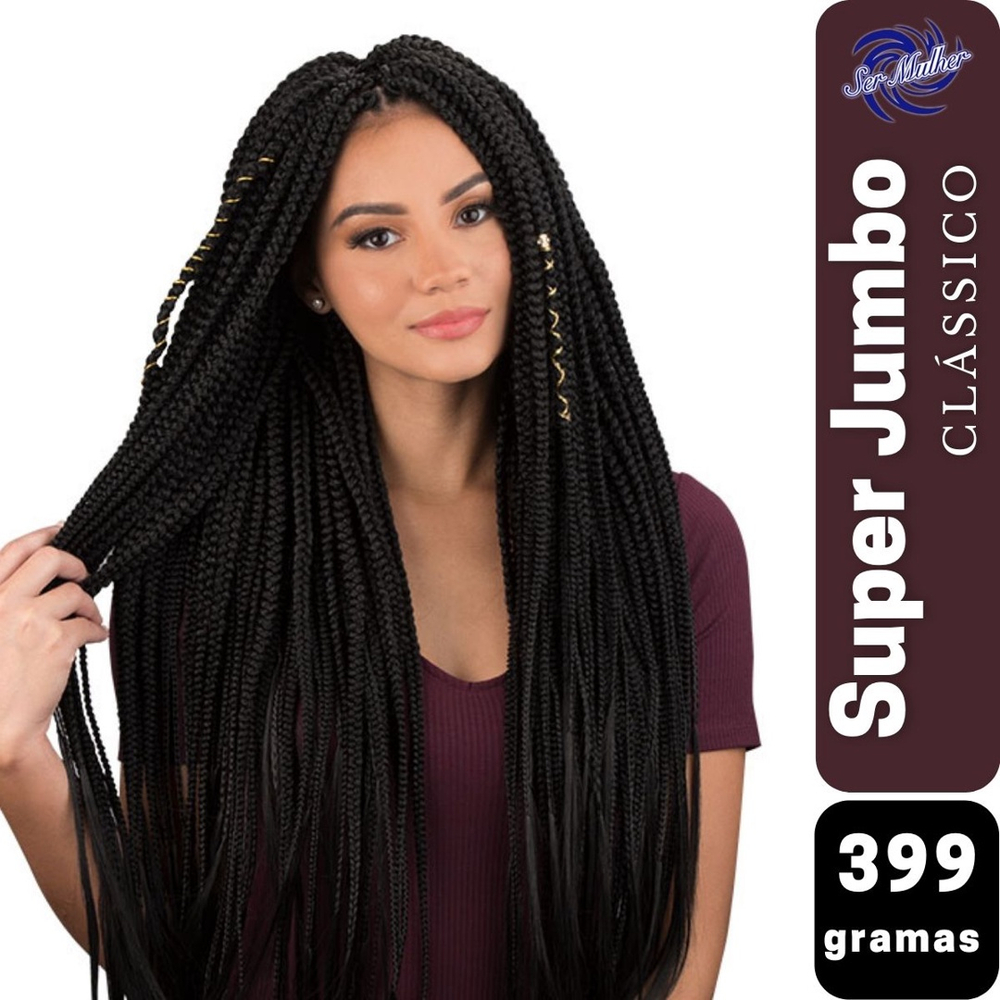 Cabelo Super Jumbo Jumbão Para Trança Box Original Preto 1B em