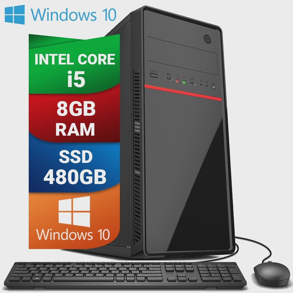 Computador intel core i5 8gb ssd 480gb hdmi windows 10 teclado e mouse
