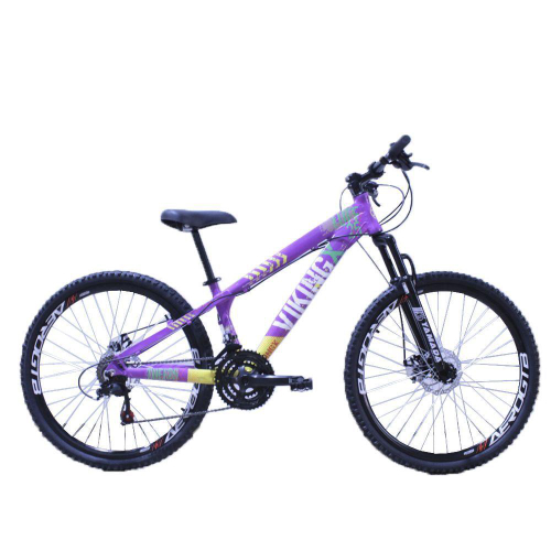 Bicicleta Vikingx Tuff 25 Aro 26 Susp. Dianteira 21 Marchas - Amarelo/verde