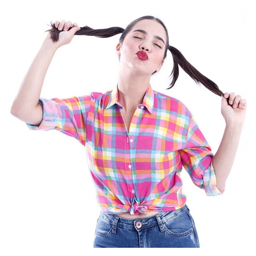 Camisa Xadrez Feminina Manga Longa para Festa Junina