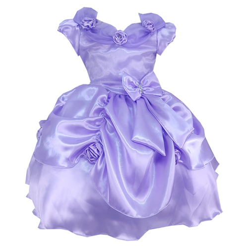 Vestido Infantil Princesa Sofia Lilás Aplique Pérolas Luxo