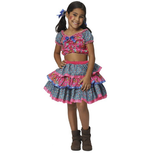 Conjunto Gisela Festa Junina Tamanho P 100 Poli ster Multicolorido Fantasias Super JN3113