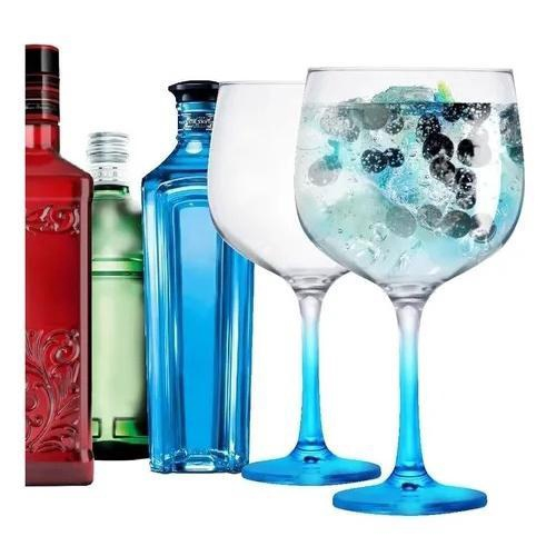 Jogo De Copos Chiques Vidro Quadrado 320ml Azul Luxuoso no Shoptime