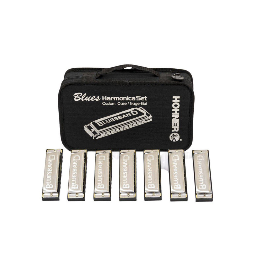 Kit De Gaitas Hohner Blues Band 7 Harmonicas Set Com Estojo em Promoção