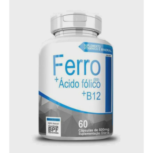 Ferro + Ácido Fólico + B12 500mg 60 Cápsulas - 4 Elementos | Submarino