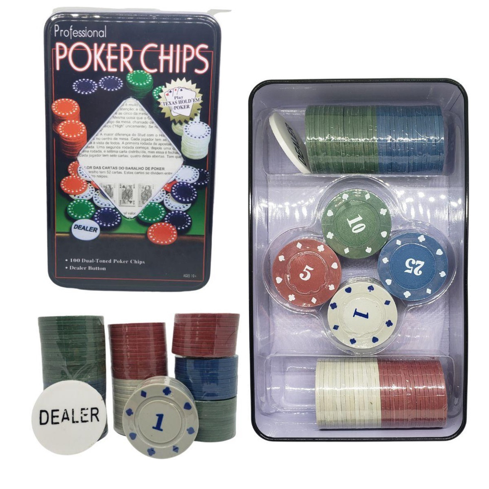 Jogo de Poker Kit Profissional Estojo em Metal com 100 Fichas Unidade -  Rocie/ WX Gift - Grupo Rocie - Jogo de Poker - Magazine Luiza