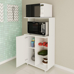 Balcão Multiuso Armário Com Porta Microondas Fruteira Branco