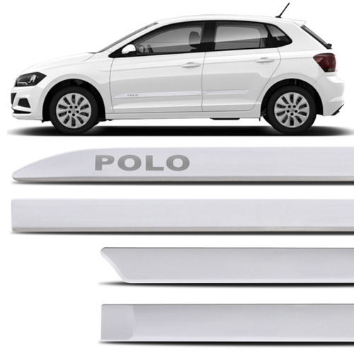 Jogo de Friso Lateral Novo Polo 2018 2019 2020 Branco Cristal Facao com Grafia Tipo Borrachao em Promocao na Americanas