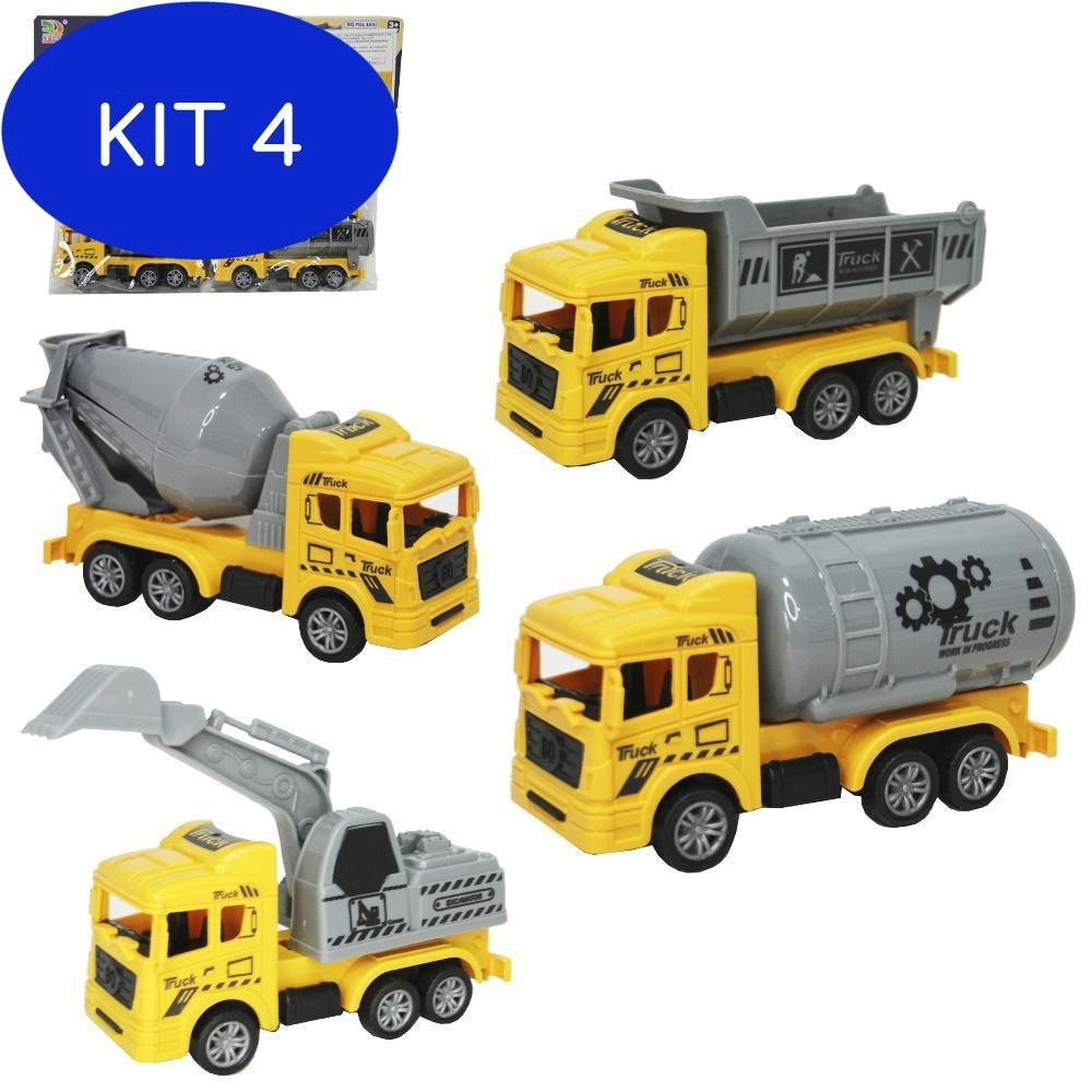 Kit 4 Carrinhos Caminhões Baby Construção Resgate de Fricção em Promoção na  Americanas