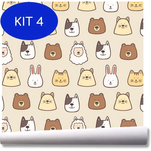 Papel de Parede Animais Kawaii Infantil 57x270cm