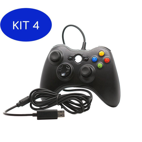 Kit 2 Controle Sem Fio Xbox360 Slim X360 Preto