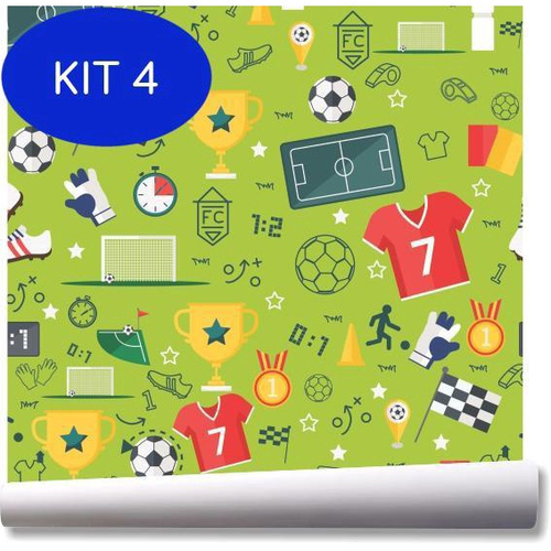 Kit 4 Papel De Parede Bola Soccer Futebol Quarto Jogo Menino em Promoção na  Americanas